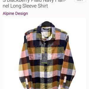 Men’s Brushed Flannel Button-Down, color Blackberry Plaid Navy Retails for $40,